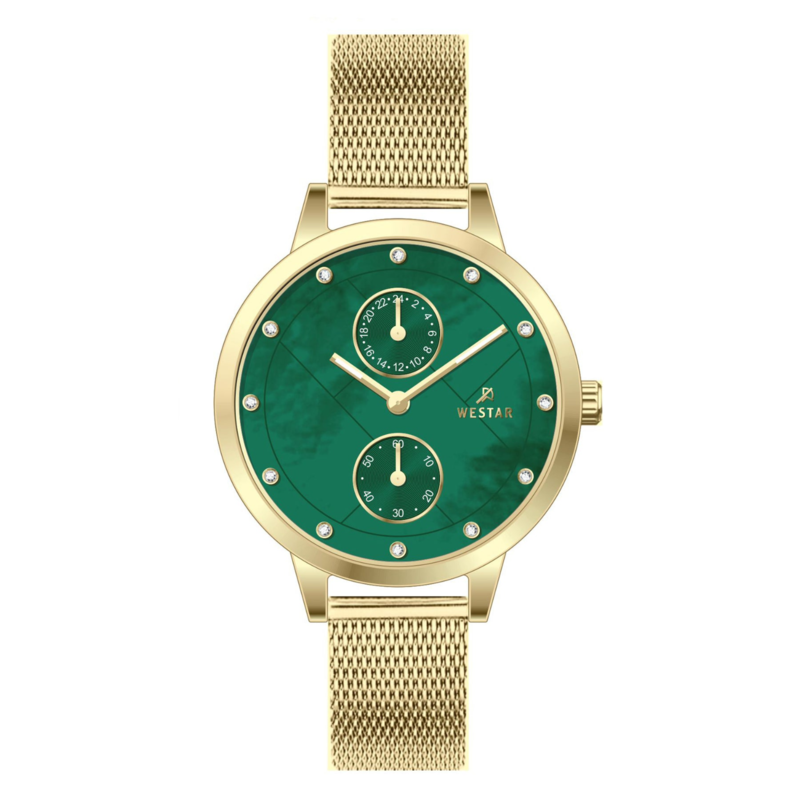 Westar Analog Watch for Women with Stainless Steel Band, Water Resistant and Chronograph, 00161GPN115, Gold-Green
Westar Analog Watch for Women with Stainless Steel Band, Water Resistant and Chronograph, 00161GPN115, Gold-Green