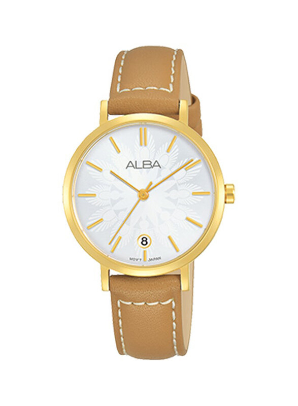 Alba Analog Watch for Women with Leather Band, Water Resistant, AG8J16X1, Yellow-White
Alba Analog Watch for Women with Leather Band, Water Resistant, AG8J16X1, Yellow-White