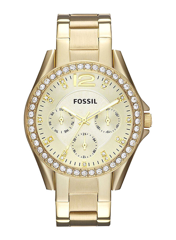 Fossil Analog Watch for Women with Stainless Steel Band, Water Resistant and Chronography, ES3203, Gold
Fossil Analog Watch for Women with Stainless Steel Band, Water Resistant and Chronography, ES3203, Gold