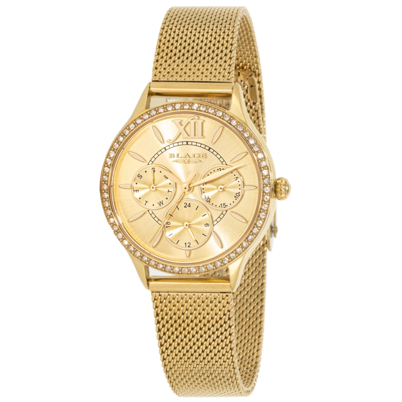Blade Glam Analog Watch for Women with Stainless Steel Band, Water Resistant, 3657L2GCG, Gold-Gold
Blade Glam Analog Watch for Women with Stainless Steel Band, Water Resistant, 3657L2GCG, Gold-Gold