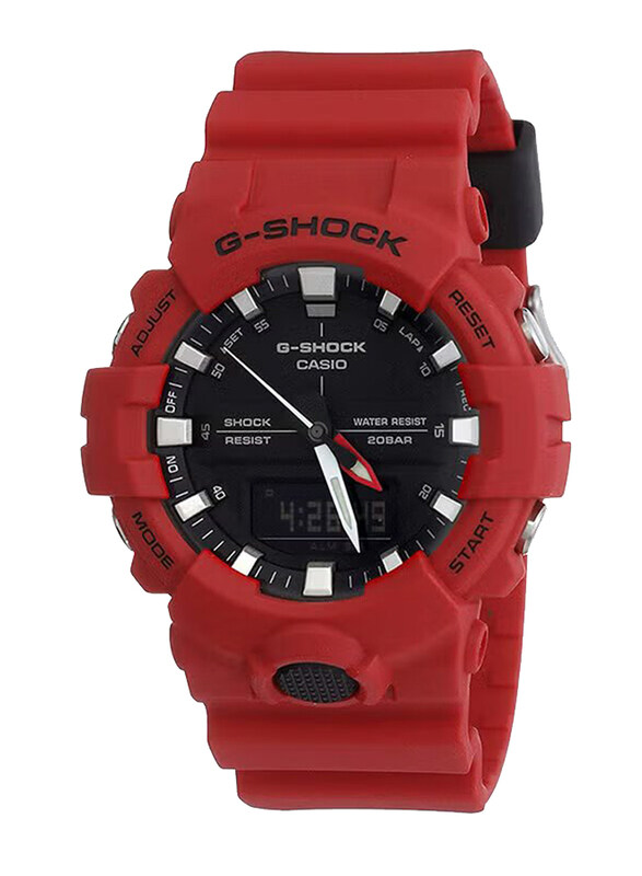 G-Shock Analog + Digital Watch for Men with Resin Band, Water Resistant, GA-800-4ADR, Red-Black
G-Shock Analog + Digital Watch for Men with Resin Band, Water Resistant, GA-800-4ADR, Red-Black