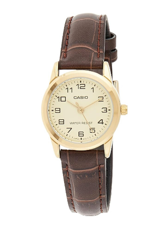 Casio Analog Watch for Women with Leather Band, Water Resistant, LTP-V001GL-9BUDF, Brown-Yellow
Casio Analog Watch for Women with Leather Band, Water Resistant, LTP-V001GL-9BUDF, Brown-Yellow