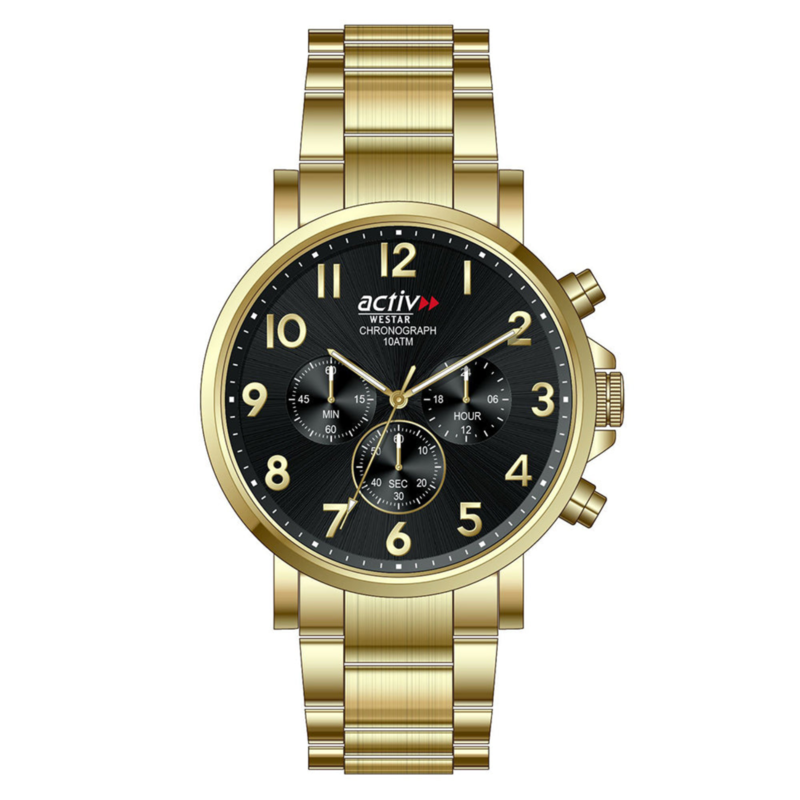 Westar Analog Watch for Men with Stainless Steel Band, Water Resistant and Chronograph, 90270GPN103, Gold-Black
Westar Analog Watch for Men with Stainless Steel Band, Water Resistant and Chronograph, 90270GPN103, Gold-Black