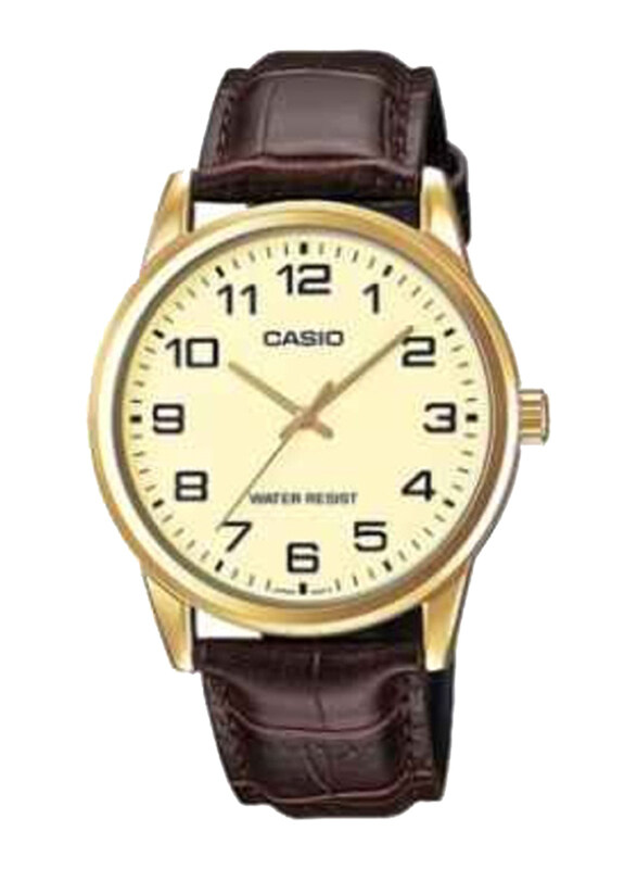 Casio Analog Watch for Men with Leather Band, Water Resistant, MTP-V001GL-9BUDF, Brown-Gold
Casio Analog Watch for Men with Leather Band, Water Resistant, MTP-V001GL-9BUDF, Brown-Gold