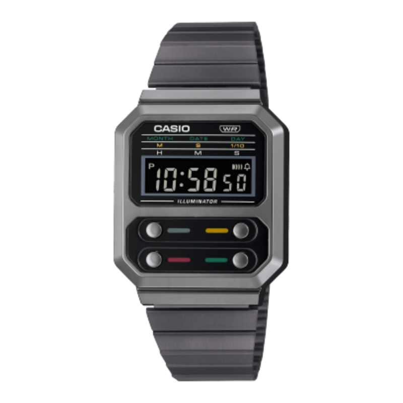 Casio Vintage Digital Unisex Watch with Stainless Steel Band, Water Resistant, A100WEGG-1A2DF, Grey-Black
Casio Vintage Digital Unisex Watch with Stainless Steel Band, Water Resistant, A100WEGG-1A2DF, Grey-Black