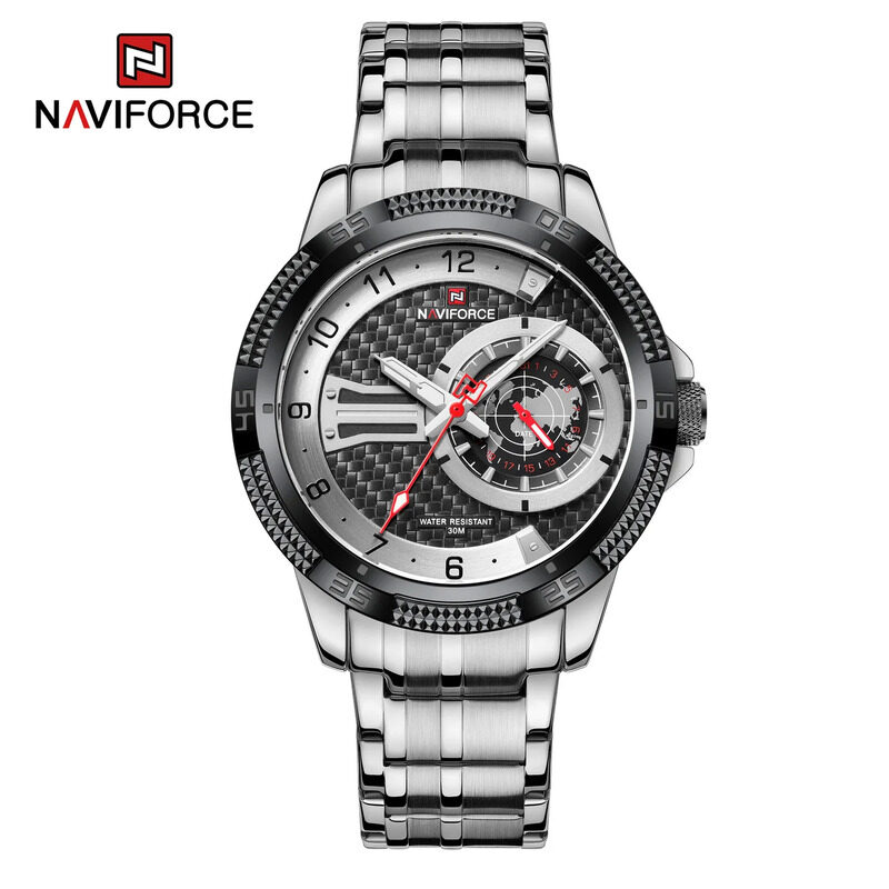 Naviforce Analog Watch for Men with Stainless Steel Band, Water Resistant and Chronograph, NF9206, Silver-Black
Naviforce Analog Watch for Men with Stainless Steel Band, Water Resistant and Chronograph, NF9206, Silver-Black