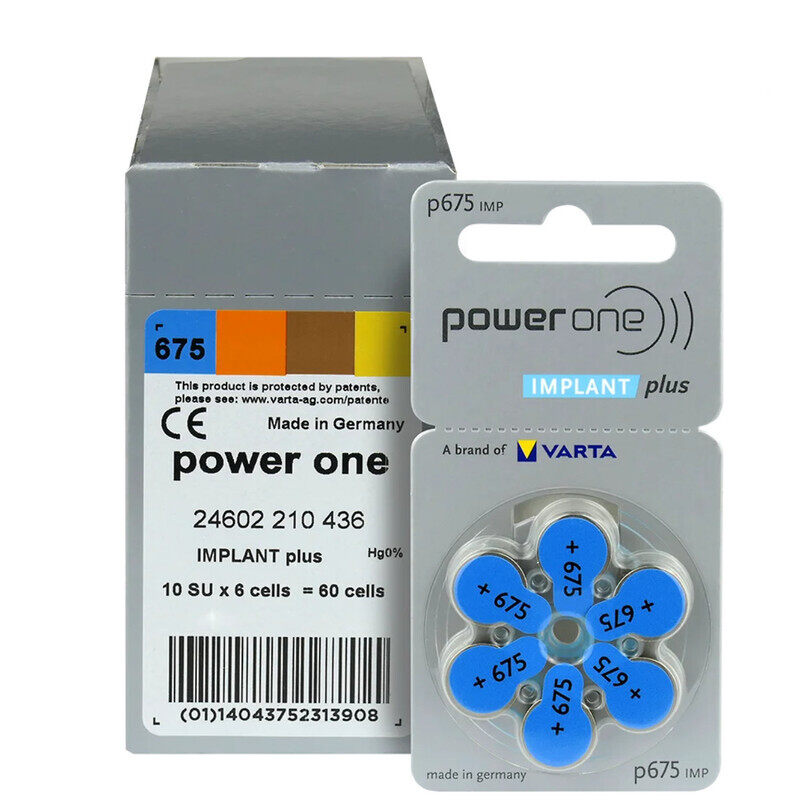 Powerone 60-Pieces (IMPLANT plus) (P675 IMP Size) VARTA 1.45V 0% Mercury Hearing Aid Batteries
Powerone 60-Pieces (IMPLANT plus) (P675 IMP Size) VARTA 1.45V 0% Mercury Hearing Aid Batteries