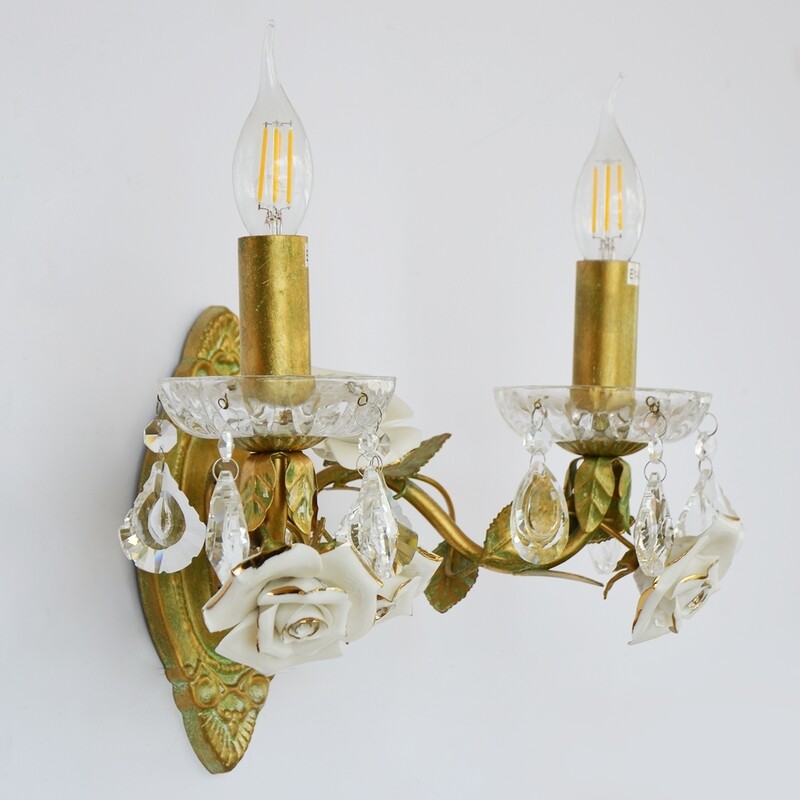 Salhiya Lighting Antique Candle Flower Wall Light, E14 Bulb Type, W0895-2, Green
Salhiya Lighting Antique Candle Flower Wall Light, E14 Bulb Type, W0895-2, Green