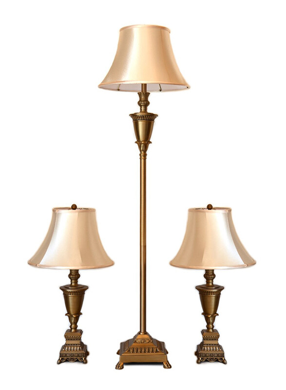 Salhiya Lighting 1 Floor Lamp with 2 Table Lamps Set, E27 Bulb Type, 8007, Brass/Beige
Salhiya Lighting 1 Floor Lamp with 2 Table Lamps Set, E27 Bulb Type, 8007, Brass/Beige