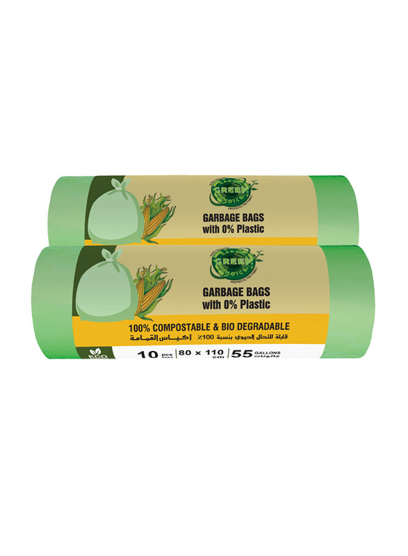 Earth Green Choice Compostable Trash Bags, 80x110cm, 55 Gallons, 2 x 10 Bags, EGCCTB80110P2, Green
Earth Green Choice Compostable Trash Bags, 80x110cm, 55 Gallons, 2 x 10 Bags, EGCCTB80110P2, Green