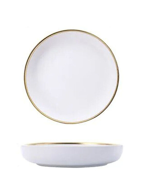 E.V.A. Home Decor 8-inch Delta Gold Rimmed Dinnerware Collection Porcelain Deep Plate, EVACERDE0579, White
E.V.A. Home Decor 8-inch Delta Gold Rimmed Dinnerware Collection Porcelain Deep Plate, EVACERDE0579, White