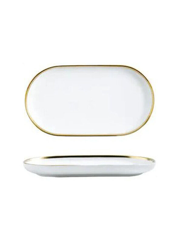 E.V.A. Home Decor 12-inch Delta Gold Rimmed Dinnerware Collection Porcelain Oval Platter Serving Plate, EVACERDE0568, White
E.V.A. Home Decor 12-inch Delta Gold Rimmed Dinnerware Collection Porcelain Oval Platter Serving Plate, EVACERDE0568, White