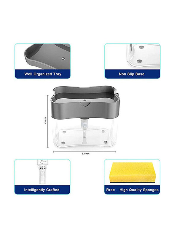 Generic 2-in-1 Diagtree Sink Dishwashing Soap Dispenser & Sponge Holder, 33 x 5.1Inch, Clear
Generic 2-in-1 Diagtree Sink Dishwashing Soap Dispenser & Sponge Holder, 33 x 5.1Inch, Clear