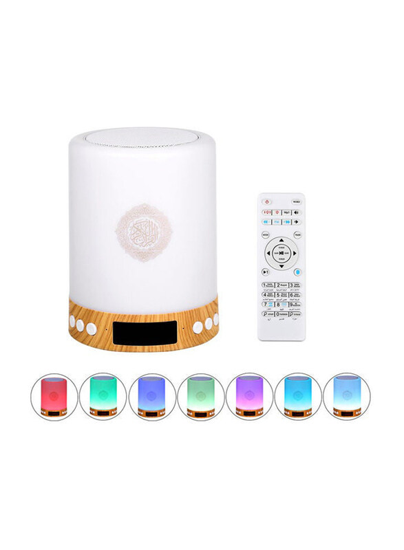 Generic Portable Wireless BT Quran Speaker with Remote Control MP3 Player FM Radio 7-Color LED Night Light Bedside Desk Table Lamp, V5770, White
Generic Portable Wireless BT Quran Speaker with Remote Control MP3 Player FM Radio 7-Color LED Night Light Bedside Desk Table Lamp, V5770, White