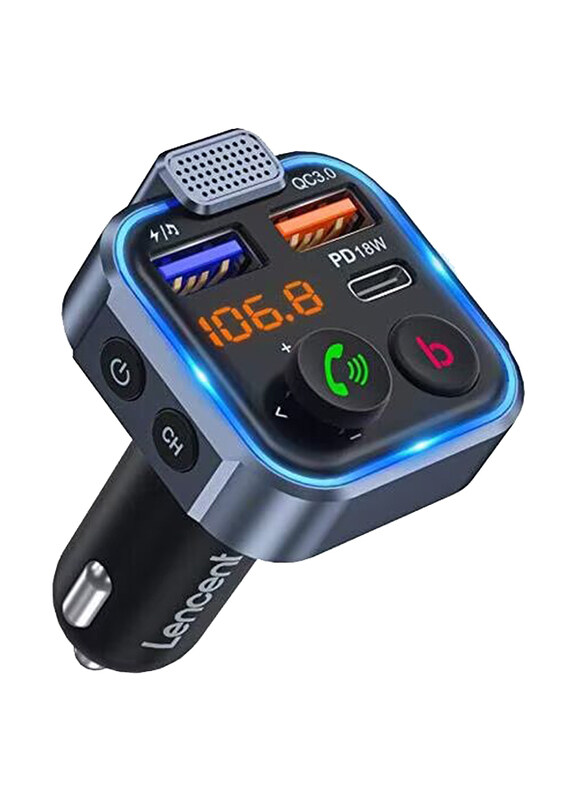 Lencent 2021 Type-C PD 20W + QC 3.0 Fast USB Charger with Bluetooth 5.0 FM Transmitter, Handsfree Calling, MP3 Player, Black
Lencent 2021 Type-C PD 20W + QC 3.0 Fast USB Charger with Bluetooth 5.0 FM Transmitter, Handsfree Calling, MP3 Player, Black