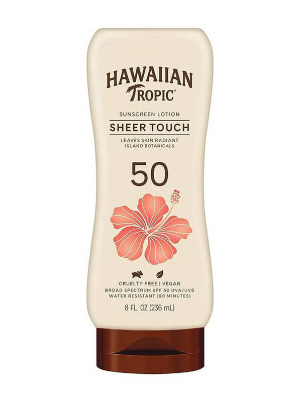 Hawaiian Tropic Sheer Touch Sunscreen Lotion Cruelty Free Vegan SPF50 UVA/UVB Water Resistant 80 Min, 236ml
Hawaiian Tropic Sheer Touch Sunscreen Lotion Cruelty Free Vegan SPF50 UVA/UVB Water Resistant 80 Min, 236ml