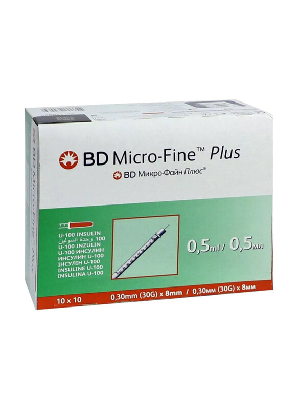 BD Micro-Fine Plus Insulin Syringes, 30g x 8 mm, 0.5ml, 100 Pieces, Multicolour
BD Micro-Fine Plus Insulin Syringes, 30g x 8 mm, 0.5ml, 100 Pieces, Multicolour