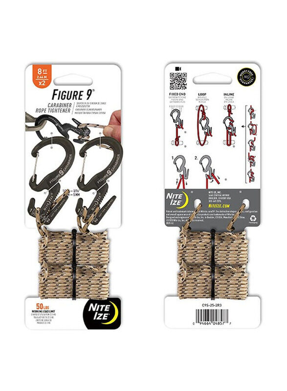 Nite Ize Figure 9 Carabiner Rope Tightener with Rope, Small, 2 Pieces, Black
Nite Ize Figure 9 Carabiner Rope Tightener with Rope, Small, 2 Pieces, Black