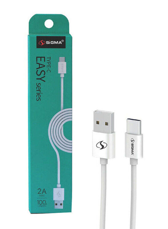 Sigma 100cm Easy Type C Cable, 2.4A, USB A Male to Type C for Smartphones/Tablets, White
Sigma 100cm Easy Type C Cable, 2.4A, USB A Male to Type C for Smartphones/Tablets, White