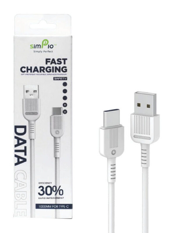 Simplo 100cm SDC-04 Type C Farst Charging Data Cable, USB A Male to Type C for Smartphones/Tablets, White
Simplo 100cm SDC-04 Type C Farst Charging Data Cable, USB A Male to Type C for Smartphones/Tablets, White