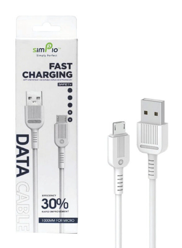 Simplo 100cm SDC-05 Micro USB Farst Charging Data Cable, USB A Male to Micro USB for Smartphones/Tablets, White
Simplo 100cm SDC-05 Micro USB Farst Charging Data Cable, USB A Male to Micro USB for Smartphones/Tablets, White