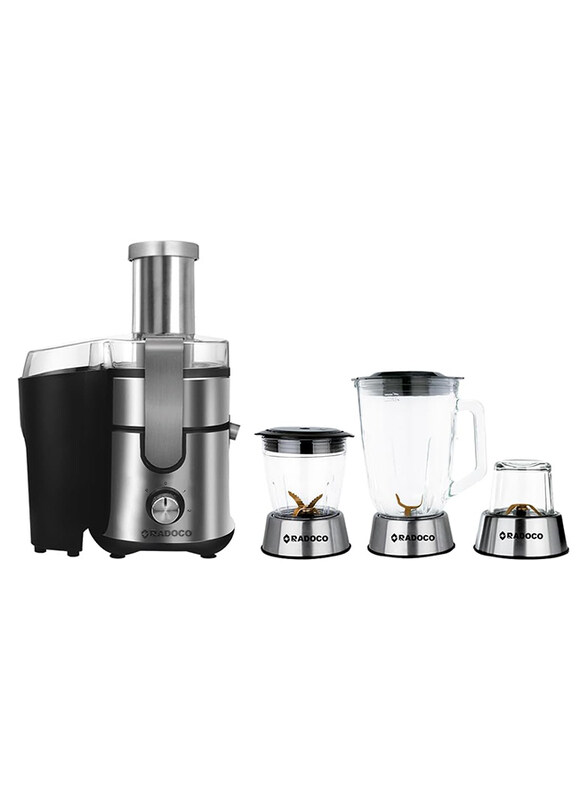 Radoco 4-in-1 Compact Electric Juicer & Blender, Titanium Edition Blades, 2-Speed Pulse Function, 1200W, RD-3010T, Multicolour
Radoco 4-in-1 Compact Electric Juicer & Blender, Titanium Edition Blades, 2-Speed Pulse Function, 1200W, RD-3010T, Multicolour