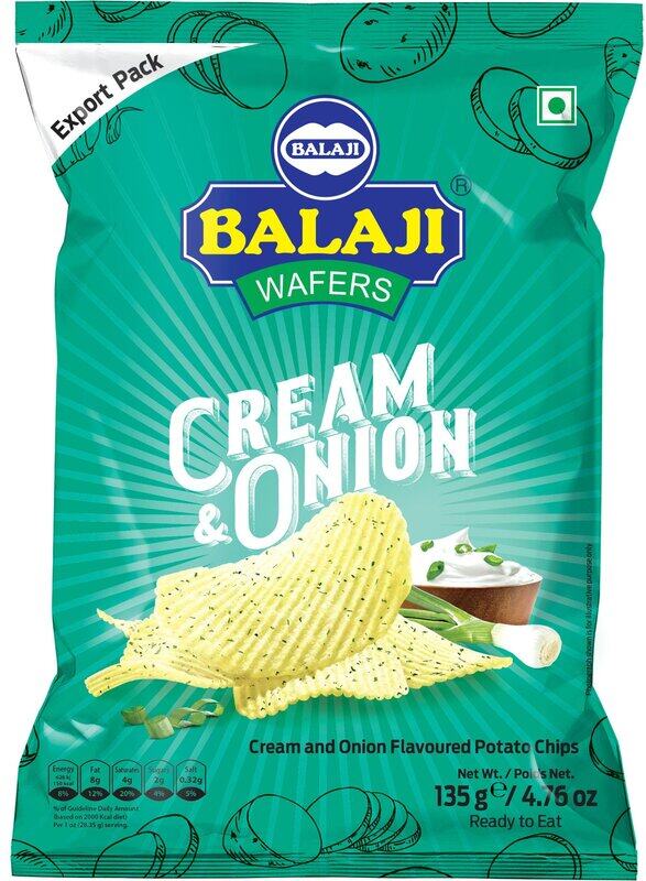 Balaji Wafers Cream & Onion Chips Indulge in Creamy, Savory Bliss 135gm, Pack of 5
Balaji Wafers Cream & Onion Chips Indulge in Creamy, Savory Bliss 135gm, Pack of 5