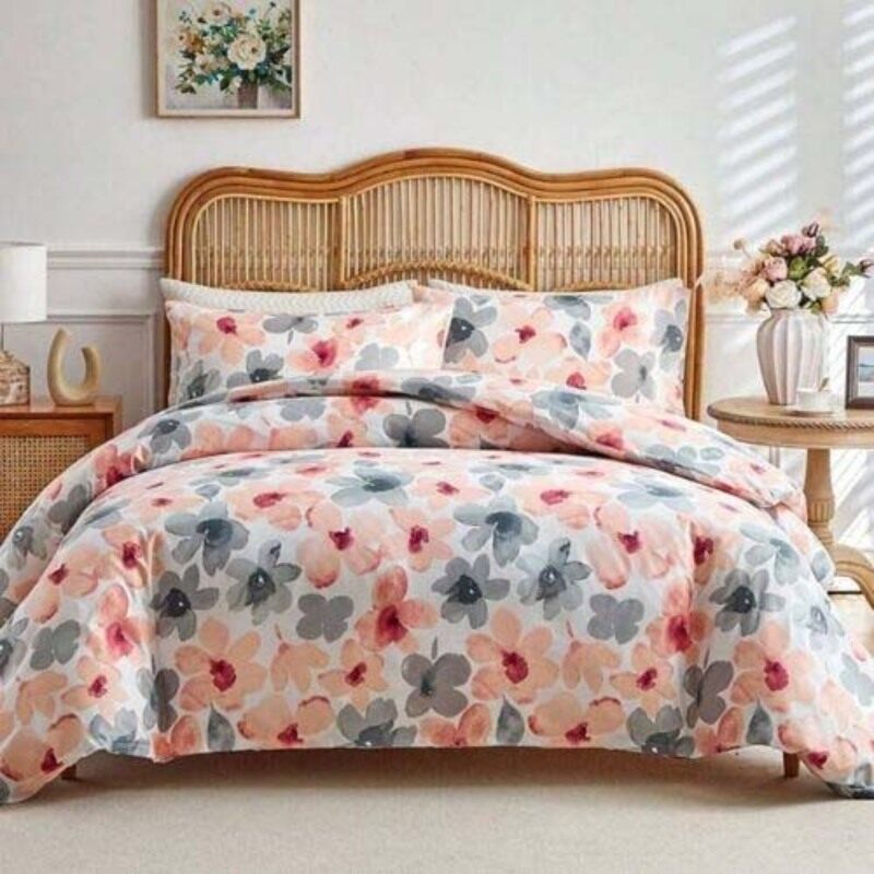 Luna Home LUNAHOME- 6-Piece Duvet Cover Set, 1 Duvet Cover + 1 Fitted Sheet + 4 Pillow Covers, Pink and Gray Floral Print, King, Multicolour
Luna Home LUNAHOME- 6-Piece Duvet Cover Set, 1 Duvet Cover + 1 Fitted Sheet + 4 Pillow Covers, Pink and Gray Floral Print, King, Multicolour