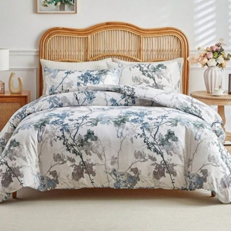 Luna Home 6-Piece Tree with Blue & Grey Leaves Design Duvet Cover Set, 1 Duvet Cover + 1 Flat Sheet + 4 Pillow Covers, Queen, Blue
Luna Home 6-Piece Tree with Blue & Grey Leaves Design Duvet Cover Set, 1 Duvet Cover + 1 Flat Sheet + 4 Pillow Covers, Queen, Blue