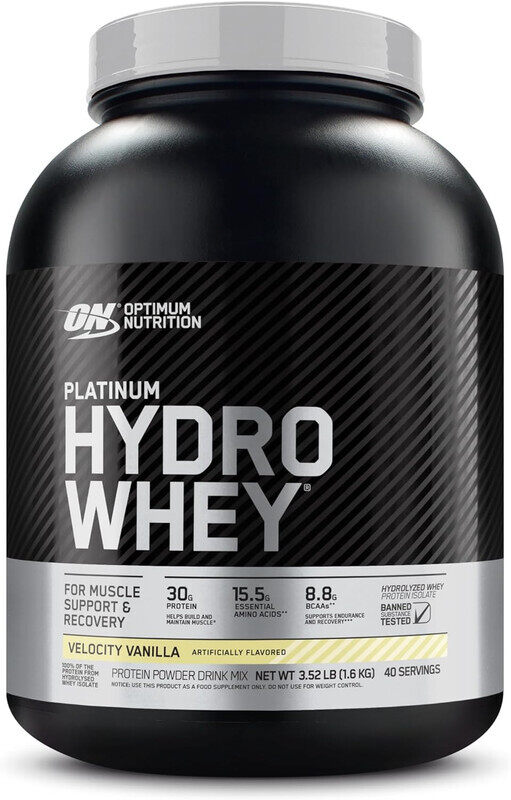 Optimum Nutrition Platinum Hydro Whey, Vanilla Velocity Flavor, 3.52 Lbs 40 Serving
Optimum Nutrition Platinum Hydro Whey, Vanilla Velocity Flavor, 3.52 Lbs 40 Serving