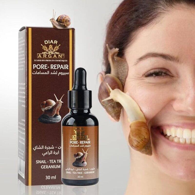Diar Argan Moroccan Argan Pore Repair Serum, Snail Extracts, Tea Tree Oil, Geranium Oil, 30ml
Diar Argan Moroccan Argan Pore Repair Serum, Snail Extracts, Tea Tree Oil, Geranium Oil, 30ml