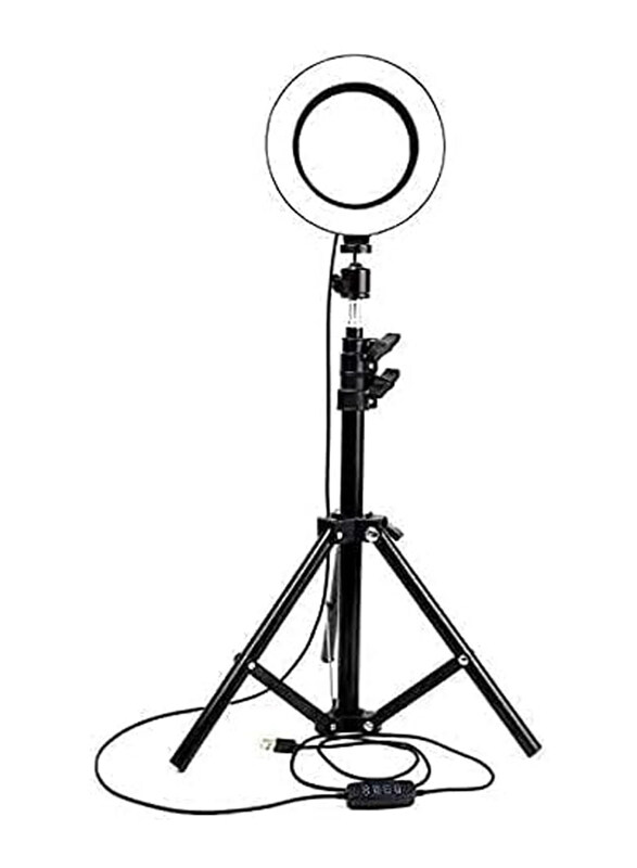 Generic Ruskin 10-inch Adjustable LED Selfie Ring Light with 7.5 Feet Tripod Stand and Bag, Black/White
Generic Ruskin 10-inch Adjustable LED Selfie Ring Light with 7.5 Feet Tripod Stand and Bag, Black/White