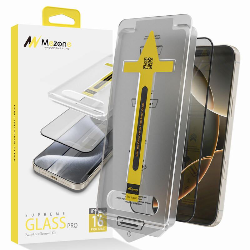 Mezone Clear iPhone 16 Pro Max Screen Protector With Auto Alignment Kit HD Free Hand Easy Installation Frame Scratch Resistant Anti-Fingerprint Bubble
Mezone Clear iPhone 16 Pro Max Screen Protector With Auto Alignment Kit HD Free Hand Easy Installation Frame Scratch Resistant Anti-Fingerprint Bubble