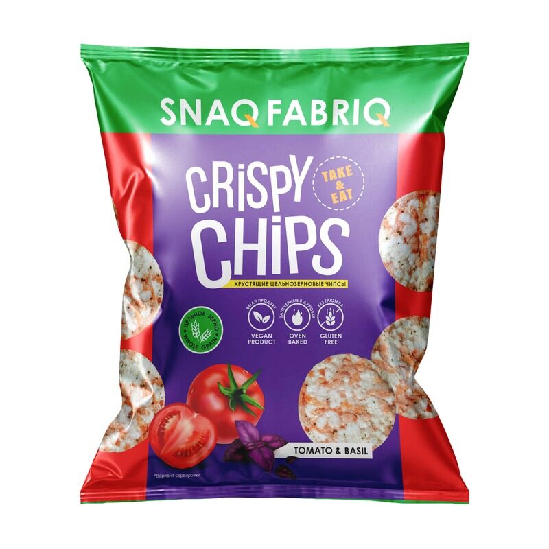 Snaq Fabriq Vegan Whole Grain Crispy Chips with Tomato and Basil, Gluten Free 50g
Snaq Fabriq Vegan Whole Grain Crispy Chips with Tomato and Basil, Gluten Free 50g
