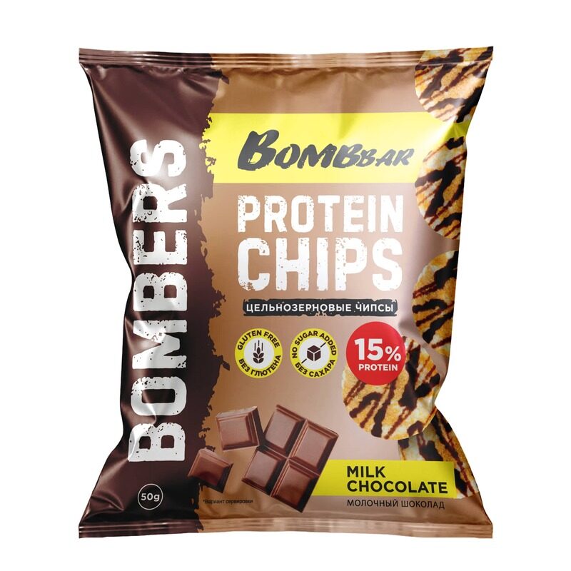 Bombbar Bombers Whole Grain Protein Chips Milk Chocolate Flavor Gluten Free and No Sugar Added 50g
Bombbar Bombers Whole Grain Protein Chips Milk Chocolate Flavor Gluten Free and No Sugar Added 50g