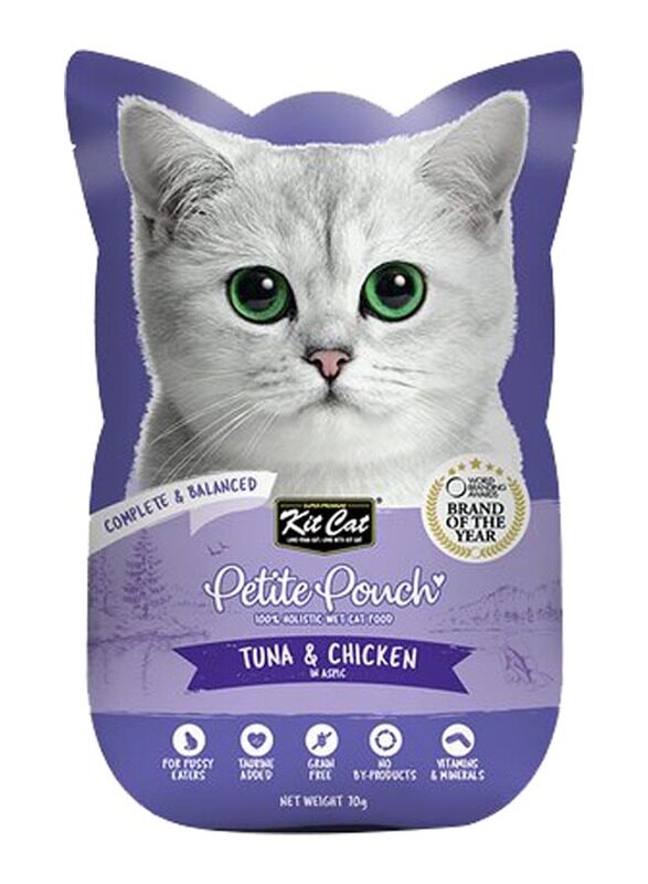 KitCat Petite Pouch Complete & Balanced Tuna & Chicken in Aspic Cat Wet Food, 70g
KitCat Petite Pouch Complete & Balanced Tuna & Chicken in Aspic Cat Wet Food, 70g