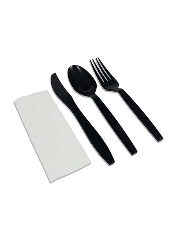 Generic 25-Piece Disposable Plastic Spoon, Knife, Fork and Napkin Set In Polythene Bag, Black
Generic 25-Piece Disposable Plastic Spoon, Knife, Fork and Napkin Set In Polythene Bag, Black
