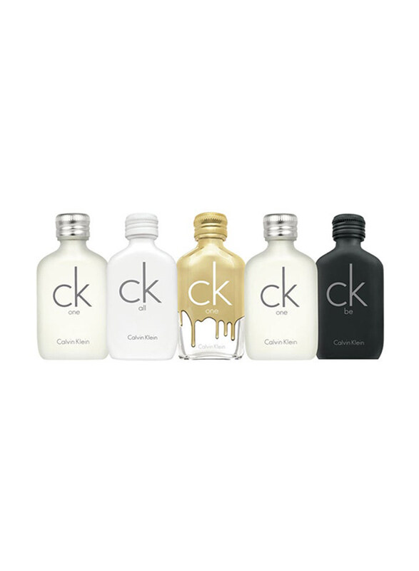 Calvin Klein 5-Piece CK Deluxe Perfume Set Unisex, 10ml One EDT Perfume, 10ml All EDT Perfume, 10ml One Gold, 10ml One EDP Perfume, 10ml Be EDT Perfume
Calvin Klein 5-Piece CK Deluxe Perfume Set Unisex, 10ml One EDT Perfume, 10ml All EDT Perfume, 10ml One Gold, 10ml One EDP Perfume, 10ml Be EDT Perfume