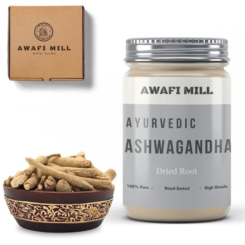 AWAFI MILL Dried Ayurvedic Ashwagandha Roots - Premium Quality - Promotes Vitality and Well-being (Bottle of 100 gram / 3.5 Oz)
AWAFI MILL Dried Ayurvedic Ashwagandha Roots - Premium Quality - Promotes Vitality and Well-being (Bottle of 100 gram / 3.5 Oz)
