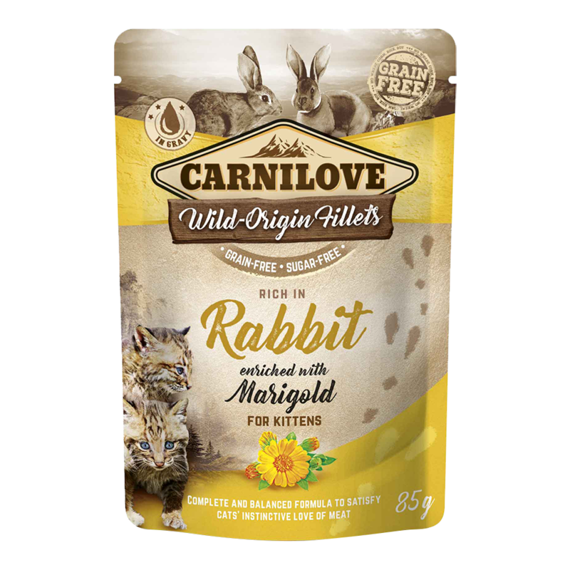 Carnilove Rabbit enriched with Marigold for Kittens (Wet Food Pouches) 24x85g
Carnilove Rabbit enriched with Marigold for Kittens (Wet Food Pouches) 24x85g