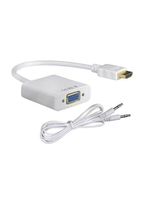 Generic 1080P HDMI Male To VGA Female Video Converter Adapter Cable with Audio, White
Generic 1080P HDMI Male To VGA Female Video Converter Adapter Cable with Audio, White
