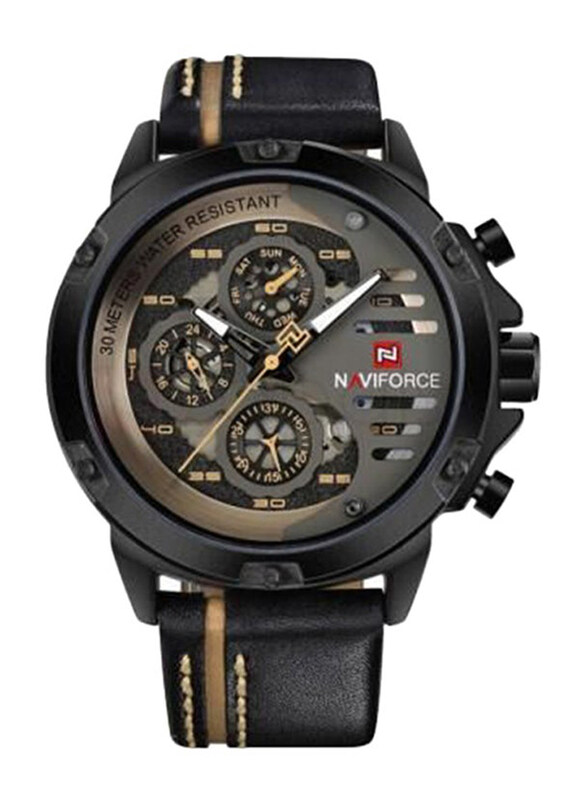 Naviforce Analog Watch for Men with Leather Band, Water Resistant, NF9110, Black
Naviforce Analog Watch for Men with Leather Band, Water Resistant, NF9110, Black