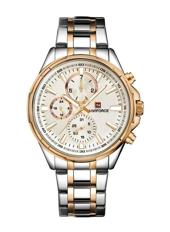 Naviforce Analog Watch for Men with Stainless Steel Band, Water Resistant and Chronograph, NF9089, Silver/Gold-Silver
Naviforce Analog Watch for Men with Stainless Steel Band, Water Resistant and Chronograph, NF9089, Silver/Gold-Silver