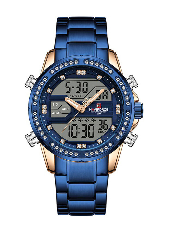 Naviforce Analog + Digital Watch for Men with Stainless Steel Band, Water Resistant & Chronograph, NF9190 RG/BE, Blue
Naviforce Analog + Digital Watch for Men with Stainless Steel Band, Water Resistant & Chronograph, NF9190 RG/BE, Blue