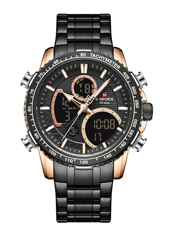 Naviforce Analog + Digital Watch for Men with Stainless Steel Band, Water Resistant & Chronograph, NF9182 RG/B, Black
Naviforce Analog + Digital Watch for Men with Stainless Steel Band, Water Resistant & Chronograph, NF9182 RG/B, Black