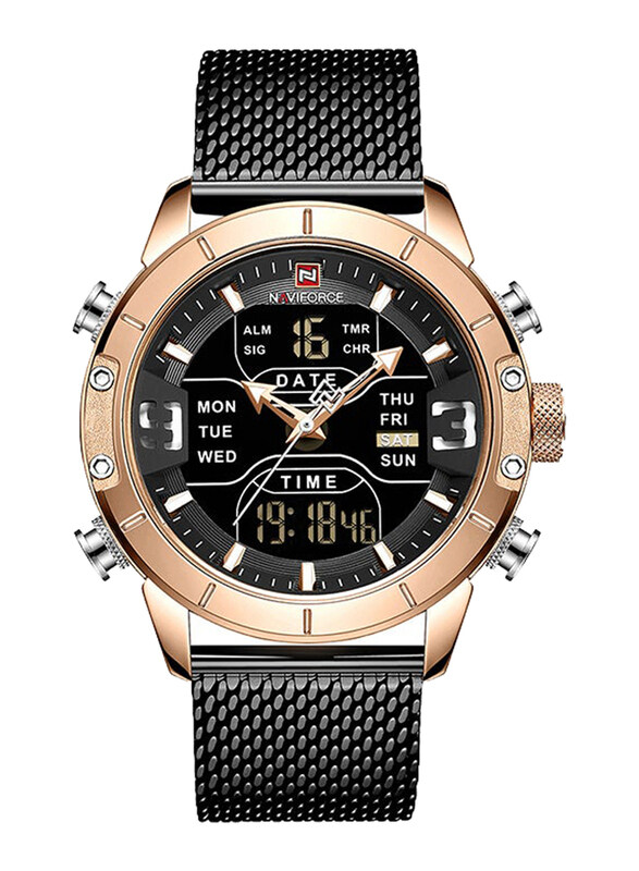 Naviforce Quartz Analog + Digital With Calendar And Alarm Display Wrist Watch for Men with Ceramic Band, Water Resistant, J3994RO-KM, Black
Naviforce Quartz Analog + Digital With Calendar And Alarm Display Wrist Watch for Men with Ceramic Band, Water Resistant, J3994RO-KM, Black
