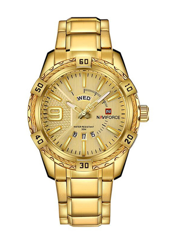 Naviforce Analog Watch for Men with Stainless Steel Band, Water Resistant, 1J2785G-2, Gold-Gold
Naviforce Analog Watch for Men with Stainless Steel Band, Water Resistant, 1J2785G-2, Gold-Gold