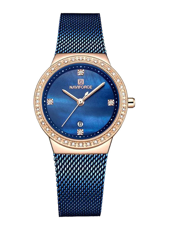 Naviforce Analog Watch for Women with Alloy Band, Water Resistant, NF5005, Blue-Rose Gold
Naviforce Analog Watch for Women with Alloy Band, Water Resistant, NF5005, Blue-Rose Gold