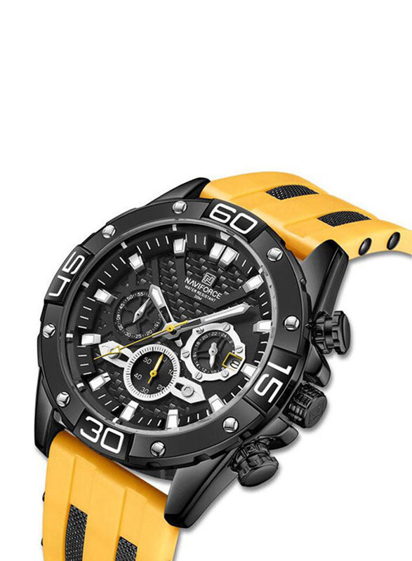 Naviforce Analog Watch for Men with Rubber Band, Water Resistant and Chronograph, NF8019-201118, Yellow-Black
Naviforce Analog Watch for Men with Rubber Band, Water Resistant and Chronograph, NF8019-201118, Yellow-Black