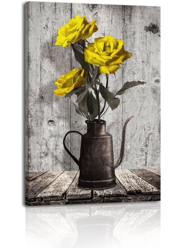 Home Trove Rose Canvas Wall Art: Vintage Yellow Flower in Vase Framed Bedroom Decor - Black White Picture Home Decoration Artwork for Living Room Kitc
Home Trove Rose Canvas Wall Art: Vintage Yellow Flower in Vase Framed Bedroom Decor - Black White Picture Home Decoration Artwork for Living Room Kitc